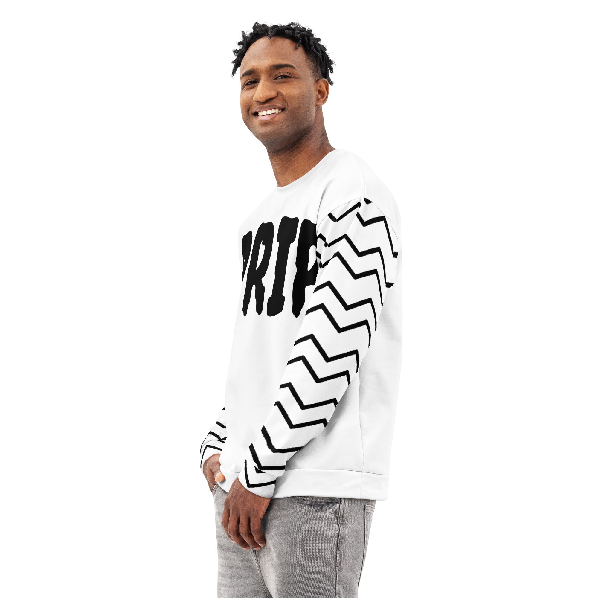 DRIP WAVE WHITE Unisex cotton sweatshirt – Drip Invasion LLC
